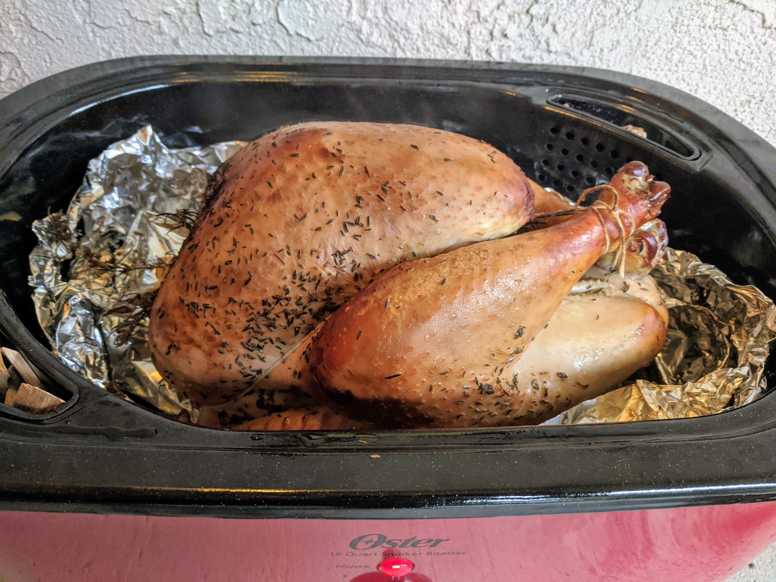 Pecan smoked roaster turkey made from this recipe